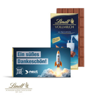 Premium Lindt Schokoladentafel im Werbeschuber