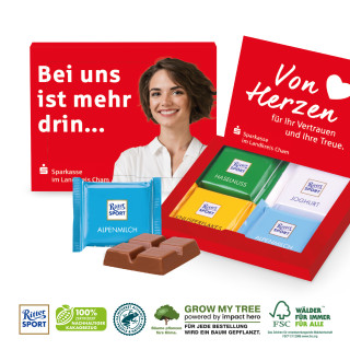 Grußkarte mit 4 Ritter Sport Mini
