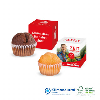 Muffin „Mini“ im Werbe-Würfel, Klimaneutral