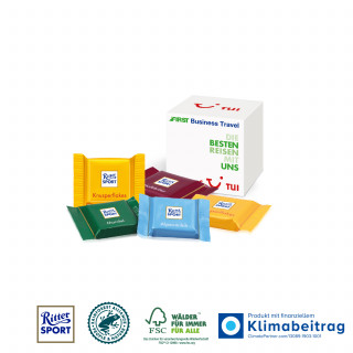 Werbewürfel mit süßer Füllung - 5 Stück (ca. 25 g) Ritter SPORT „Schokotäfelchen“