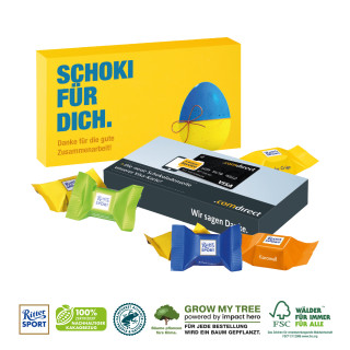 Präsentbox mit 5 Ritter Sport Schokowürfel