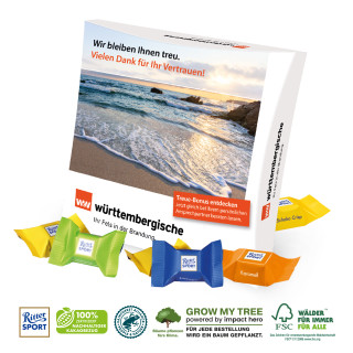 Präsentbox mit 12 Ritter Sport Schokowürfel