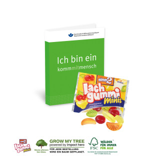 Werbeklappkarte mit nimm2® Lachgummi Minis