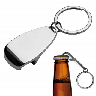 Metall Schlüsselanhänger mit Flaschenöffner, grau