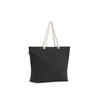 ATHENS. Strandtasche aus recycelter Baumwolle (70 %) und recyceltem Polyester (30 %) (220 g/m²), schwarz
