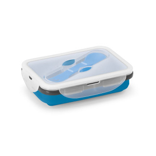 SAFFRON. Lunchbox. Faltbare hermetische Frischhaltebox aus Silikon und PP 640 mL, blau
