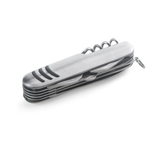 KAPRUN. Multifunktions-Taschenmesser aus Edelstahl und Metall, satinsilber