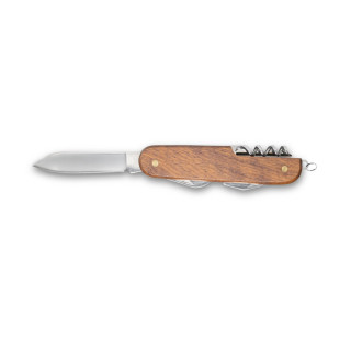 BELPIANO. Multifunktions-Taschenmesser aus Edelstahl und Holz, natur