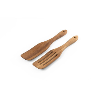 BATALI. Set aus zwei Besteckteilen aus Akazienholz, natur - dunkel