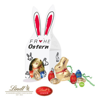 3D-Präsent "Häschen" Ostern, Lindt Schokoladen-Eier und Goldhase