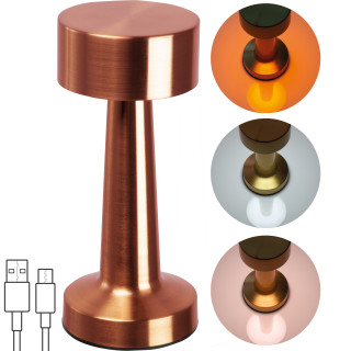 Tischlampe aus Edelstahl mit Akku, kupfer