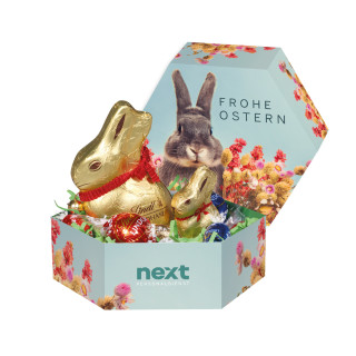Großes Premium-Osternest, Lindt Schokoladen-Eier und Goldhase