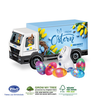 3D-Präsent mit Klett Schokoladeneiern und Klett Osterhase - LKW