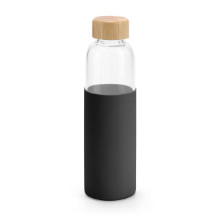 DAKAR. Flasche aus Bambus und Borosilikatglas 600 ml, schwarz