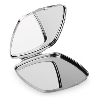 SHIMMER. Doppelter Taschenspiegel aus Metall, silber