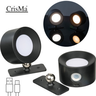 CrisMa Aufladbare Wandlampen 2er Set, schwarz
