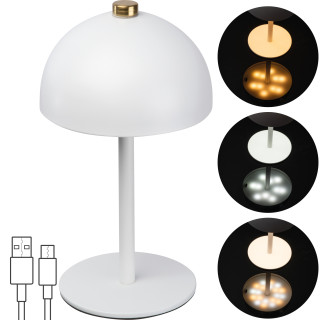 Tischlampe aus Edelstahl, weiss
