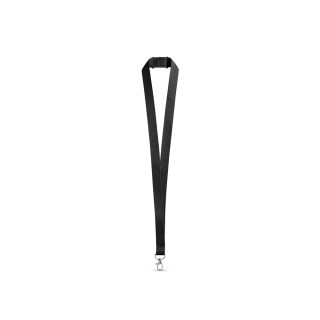 LEEDS. Lanyard aus Polyester mit Sicherheitsverschluss, schwarz