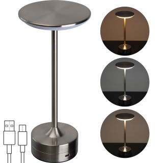Tischlampe aus Edelstahl, grau
