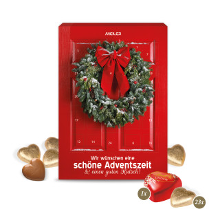 Wand-Adventskalender mit Lindt Schokoherzen