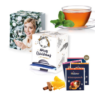 Werbekartonage mit Meßmer Premium-Tee Weihnachten