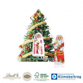 Schokokarte „Business“ Weihnachtsbaum mit Lindt Weihnachtsmann