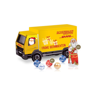 3D-Präsent mit Lindt Lindor Minis und Lindt Weihnachtsmann - LKW