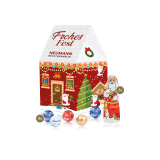 3D Präsent "Haus" Weihnachten, Lindt Minis und Nikolaus