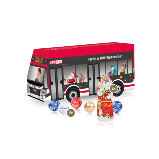 3D Präsent "Bus" Weihnachten, Lindt Minis und Nikolaus