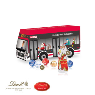 3D-Präsent "Bus" Weihnachten, Lindt Minis und Nikolaus