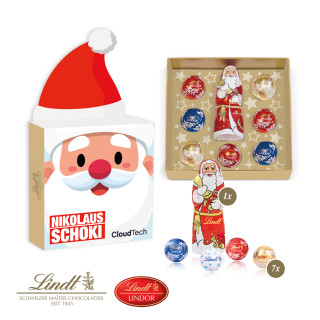 Präsent "Himmlische Weihnachtszeit - Nikolausmütze", Lindt Minis und Nikolaus