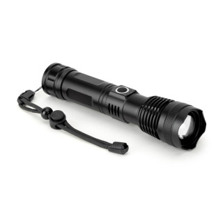 YVIAN. Recycled aluminium rechargeable torch (100% rAL) 10 W, schwarz