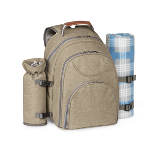 VILLA. Thermischer Picknick-Rucksack aus 600D, hochdichtem, recyceltem Polyester, hellbraun