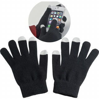 Handschuhe aus Acryl mit 2 Touch-Spitzen, schwarz