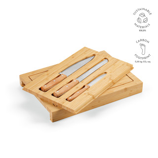 Brancusi Schneidebrett aus Bambus mit Küchenmessern, natur