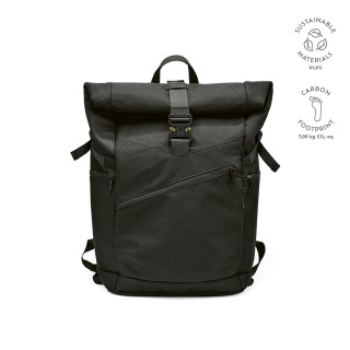 Coloma 28L Rucksack rPET. Oberer Rollverschluss. Laptops bis 17", schwarz