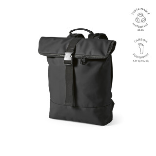 Milan 24L Rucksack aus rPU und rPET. Laptops bis 17", schwarz