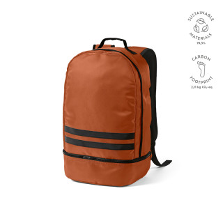 Buenos Aires 25L Rucksack aus rPET. Reflektierende Frontstreifen, braun