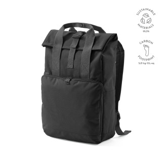 "Warsaw Backpack" 20L Rucksack aus rPET mit Roll-Top- und Schnallenverschluss, schwarz