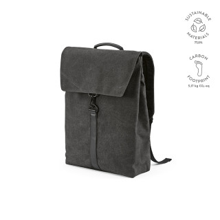 "Prague Backpack" 25L Rucksack aus recycelter Baumwolle mit Hakenverschluss für Laptops bis 17", schwarz