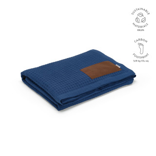 Giotto Decke recyceltes Baumwolle (200 g/m²). Mit personalisierbarem Aufnäher, blau