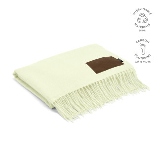 "Lichtenstein Blanket" Decke aus rPET (180 g/m²) mit personalisierbarem Aufnäher, beige