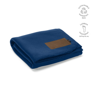 Pollock Decke aus rPET (180 g/m²). Mit personalisierbarem Aufnäher, blau