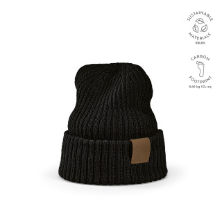 Cobain Mütze aus rPET und Wolle. Mit personalisierbarem Aufnäher, schwarz