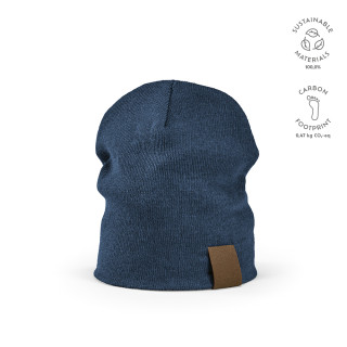 Marley Mütze aus rPET. Mit personalisierbarem Aufnäher, blau