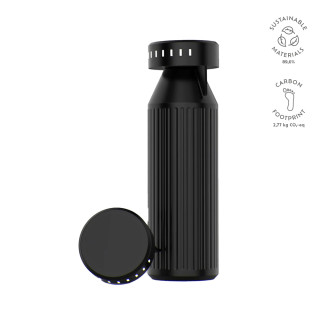 Timeos Trinkflasche aus recycelter Edelstahl, 690 ml. Mit LED-Erinnerung, schwarz