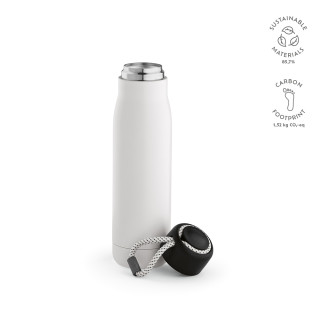 "Lena Bottle" Trinkflasche aus recyceltem Edelstahl, 570 ml mit Tragegriff aus rPET, weiß