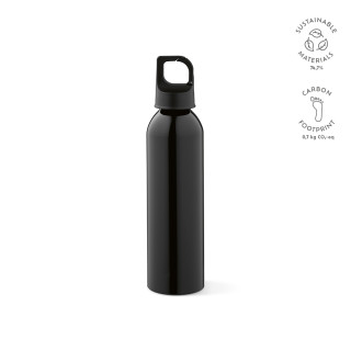 Mackenzie Trinkflasche rAluminium, 690 ml. Auslaufsicher. Mit Karabinerdeckel, schwarz