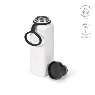 Ural Trinkflasche recycelter Edelstahl, 820 ml. 360° Push-Verschluss, schwarz