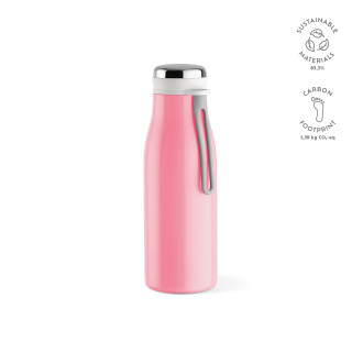 Arkansas 350 Trinkflasche recycelter Edelstahl, 400 ml. Doppelwandig, Auslaufsicher, hellrosa
